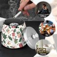 thumbnail image 4 of Yayeee Ashtray with Lid for Cigarette Smokeless Stainless Steel Home Ash Holder, White Christmas Holly, 4 of 7