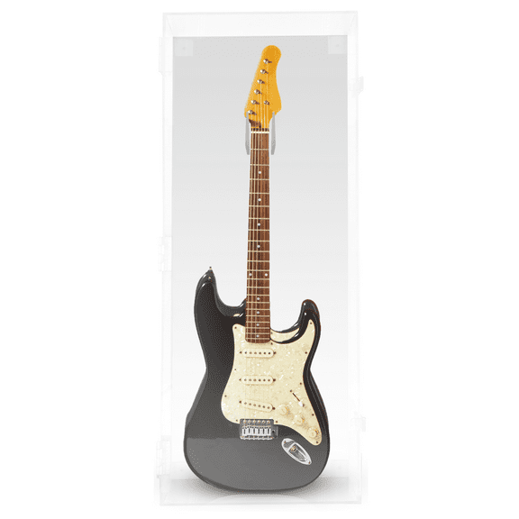 PENNZONI Electric Guitar Display Case, Clear Acrylic Cabinet, Fit Most Sizes, Fully Acrylic w/ Mirror Back