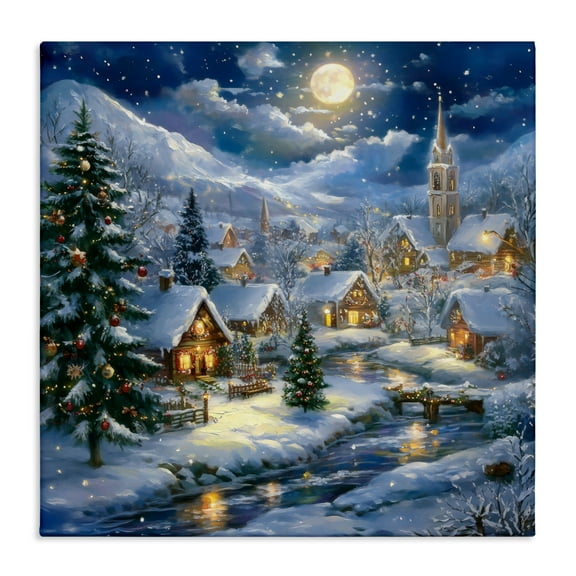 Snow Covered Village Canvas Art, 17 x 17, Made In USA