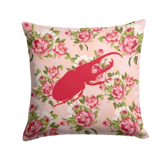 Beetle Shabby Chic Pink Roses Fabric Decorative Pillow