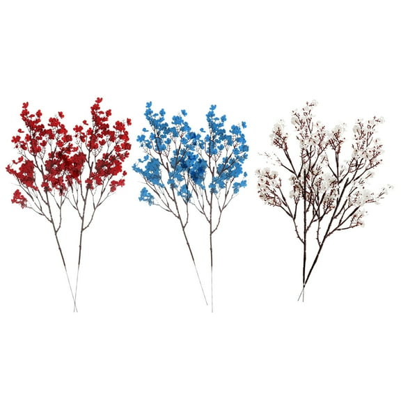 4Th of July Artificial Flowers Decorations, 16Pcs Red White And Blue Decorations, Fake Patriotic Babys Breath Flowers for Independence Day Decor Floral Arrangement