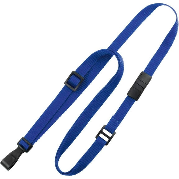 Bulk 100 Pack - Adjustable Length Lanyard with"No-Twist" Wide Plastic Hook by Specialist ID (Royal Blue)