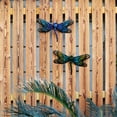 thumbnail image 3 of HONGLAND Dragonfly Garden Decor- Blue&Green Metal Dragonfly Wall Decor for Fence,Balcony-2 Pack, 3 of 9