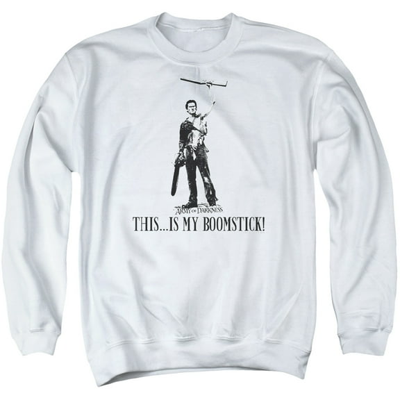 Army Of Darkness Boomstick! Adult Crewneck Sweatshirt White