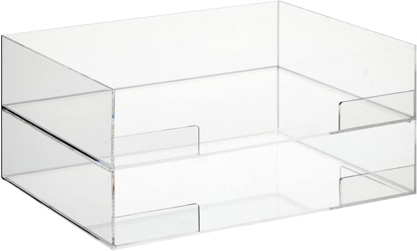 2 Tier Clear Acrylic Paper Tray, Letter and File Organizer for Office Desk Accessories and Documents (13 x 11 x 3 in)