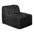 thumbnail image 2 of Furniture of America Pom Modern Faux Fur Modular Compressed Armless Chair, Black, 2 of 8