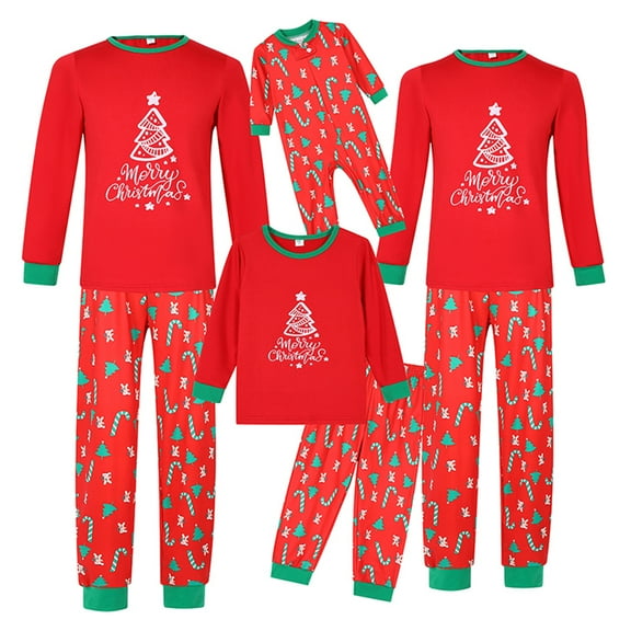 ESASSALY Holiday Family Matching Pajamas Christmas Pjs Set Long Sleeve Tops Pant Cute Jammies