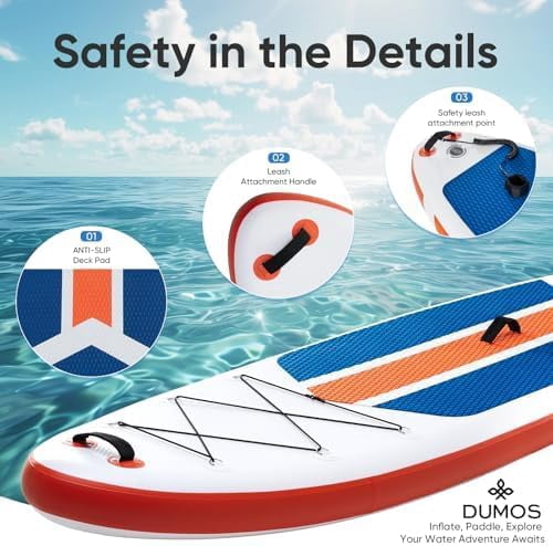 Nextay 10'5" Inflatable Stand Up Paddle Boards with Paddle Leash Pump Repair Kit and Carry Backpack Versatile for Beginners and Experts Great for Lakes and Oceans, Blue Orange