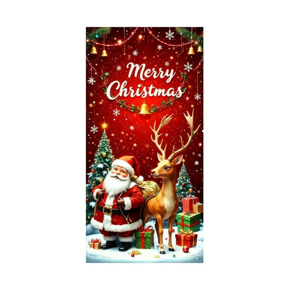 Uuowzo 35 X 72 Inch Christmas Door Cover Christmas Door Curtain Christmas Day Door and Wall Decoration Festival Party Decoration Christmas Decorations, 83