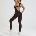 thumbnail image 2 of Gibobby Mono Ajustado de Verano Vestido de yoga para mujer con levantamiento de cadera y compresión del vientre, corsé corporal, mallas de fitness con espalda aérea(Café， XL), 2 of 5