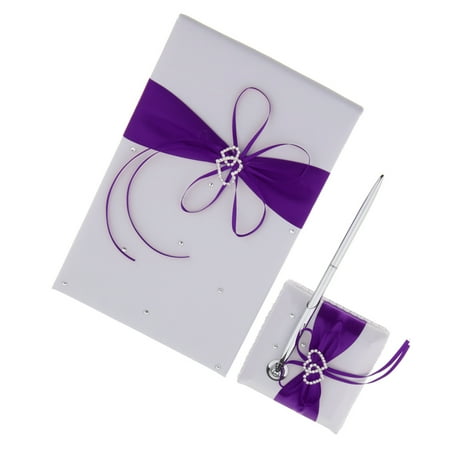 APLVFFZH 3pcs Set Satin Crystal Guest Book Pen and Pen Stand Wedding Reception