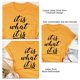 thumbnail image 4 of Camisa con estampado de letras, cuello redondo, manga corta, informal, suave, de gran tamaño, con estampado de letras, top de verano para mujer, mostaza (letra negra) S, 4 of 4