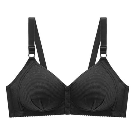 ZJFXGS Front Clasp Bra Wireless Bralettes for Women High Support Bras for Women Adjustable Strap Full Coverage Up Bras Comfortable Women S Thin Breathable Bra Black 40