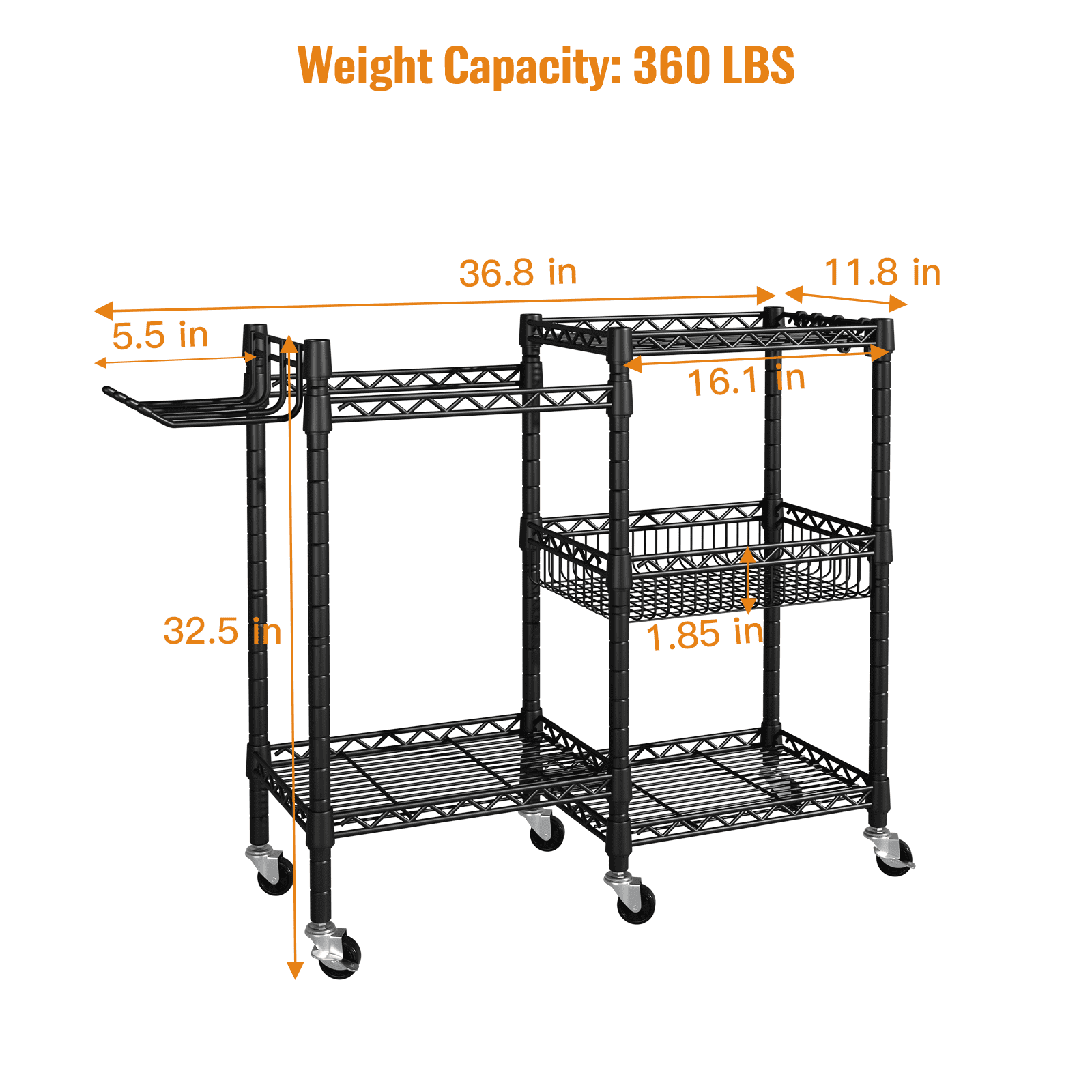 FUTASSI Home Gym Storage, 3 Tiers Workout Equipment Organizer with Wheels for Yoga Mats, Foam Roller, Dumbbells, Kettlebells, and Resistance Bands
