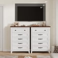 thumbnail image 6 of EastVita White Freestanding 41.3 Inch Tall Vertical Wooden Chest of Dresser with 5 Storage Drawer and Brown Top Finished for Living Room Bedroom Entryway Bedroom, 6 of 7