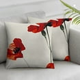thumbnail image 3 of nygtbtfer Set of 2 Linen Throw Pillow Cover Green Flower Many Red Poppies Angle of Page Poppy  Home Decor Square Flax Pillowcase Cushion Cover for Couch Sofa White, 3 of 7