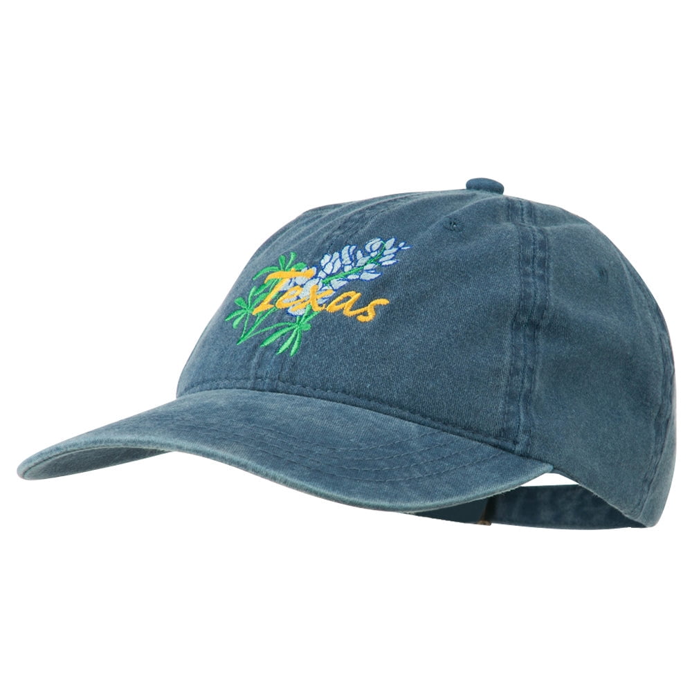 Texas State Bluebonnet Flower Embroidered Cap - Navy OSFM