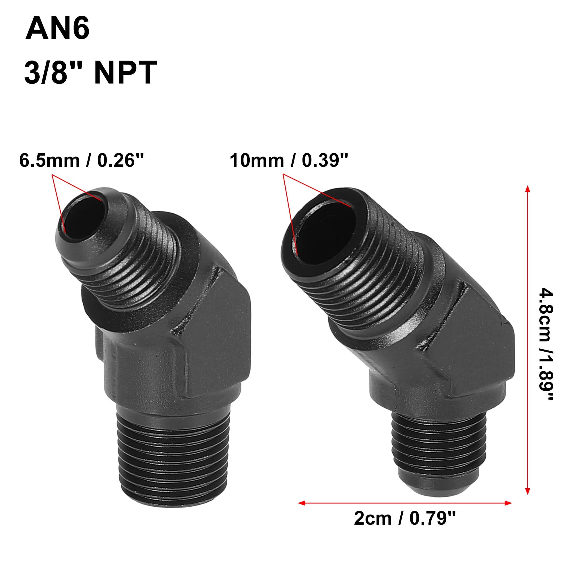 Details about   AN6 6AN Male to 1/8"NPT Male 45°Deg Fuel Oil Gas Line Fitting Adapter Black 