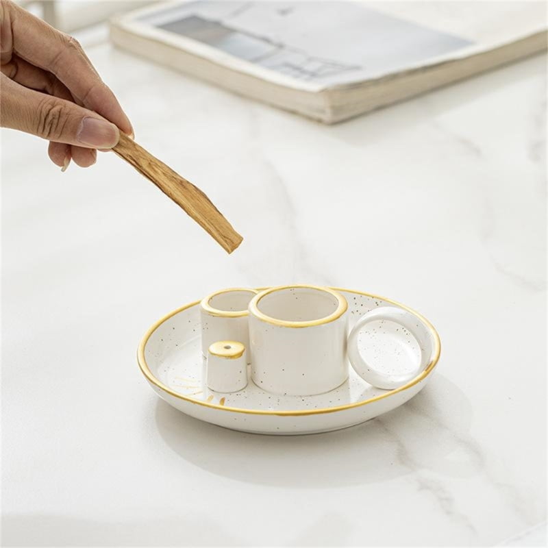 Multipurpose Ceramics Holders for Incenses Stick Candle Santo Wood Burners Set
