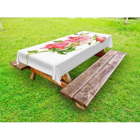 

Watercolor Outdoor Tablecloth Pink Peonies with Strong Green Leaves Ecology Flourish Nature Inspired Bouquet Decorative Washable Fabric Picnic Table Cloth 58 X 84 Inches Pink Green by Ambesonne