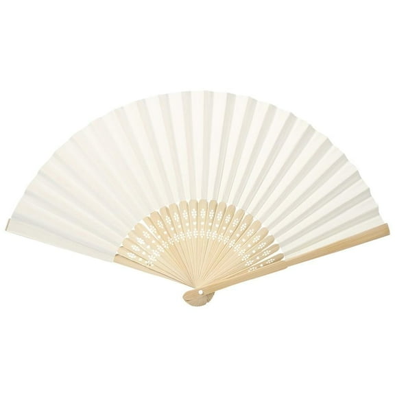 Folding Paper Fan, Various s Chinese Folding Paper Ribs Fan DIY Blank Paper Fan Wedding Shower Party Decor (Beige)