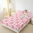thumbnail image 4 of Feelyou Cartoon Xmas Tree Twin Sheet Sets for Kid, Merry Christmas Twin Fitted Sheet, Pink Plaid Buffalo Flat Sheet, Lightweight Room Decor, 3pcs, 4 of 7