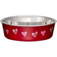 thumbnail image 3 of (5 pack) Loving Pets Bella Red Bowl w/Pink Hearts Valentine Stainless Steel Cat Dish X-Small, 3 of 3