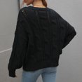 thumbnail image 3 of Gibobby Suéter casual mujer, Suéter de cuello redondo para mujer, casual, manga larga, color sólido, punto grueso, suéter suave(Negro,G), 3 of 5