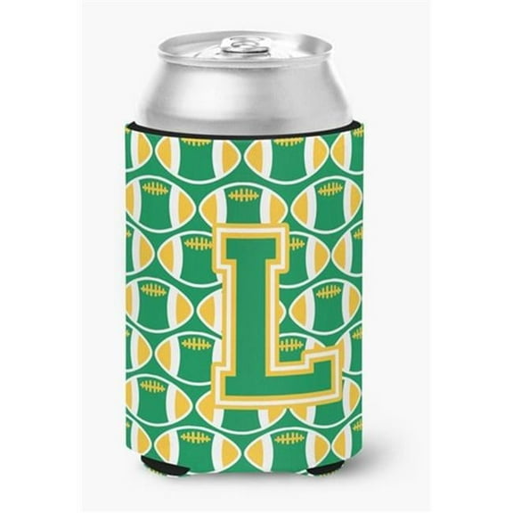 Letter L Football Green & Gold Can or Bottle Hugger