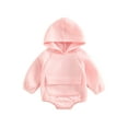 thumbnail image 2 of Autumn Infant Hooded Romper, Baby Girls Solid Color Diamond Plaid Long Sleeve Triangle Bottom Jumpsuit with Pocket, 2 of 9