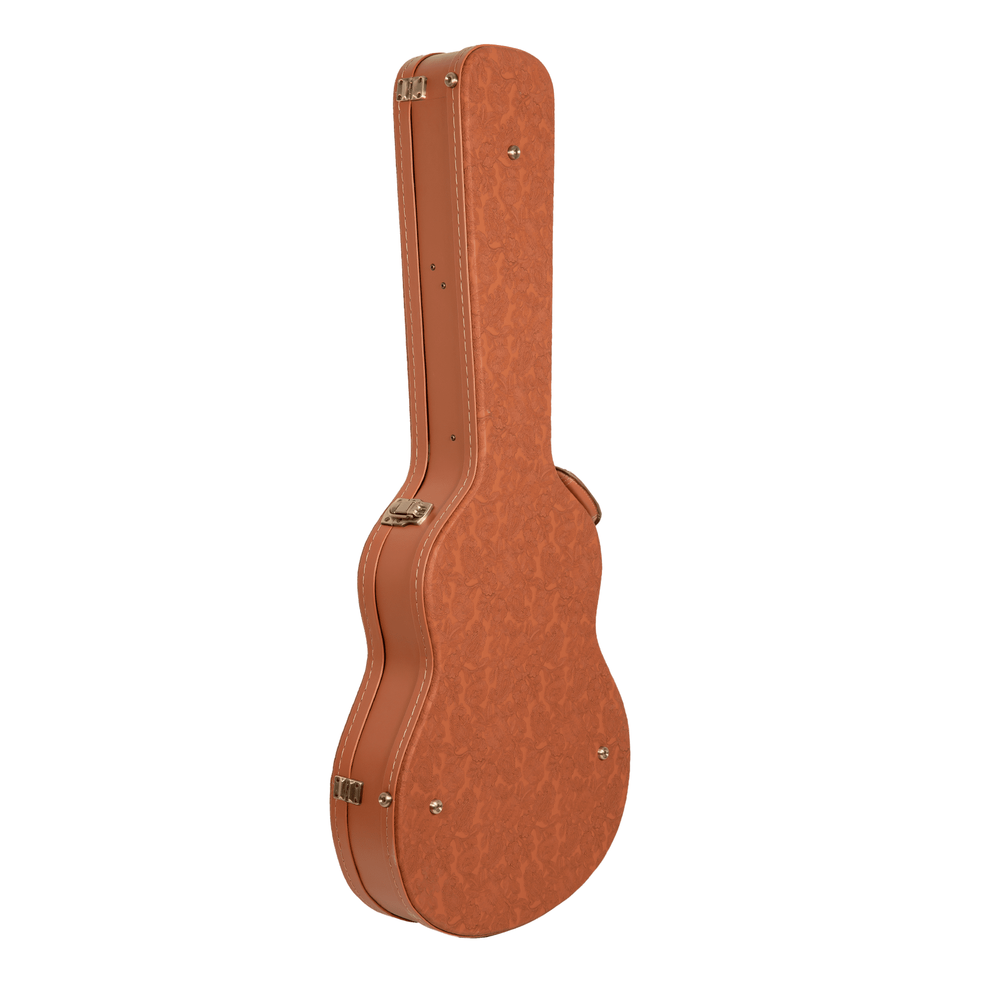 Crossrock Relief Series - Premium Wooden Case for 335 Style 6-string Semi-Hollow Electric Guitars, featuring a Highly Textured Surface and Mink Imitation Fleece Interior - Red Wood