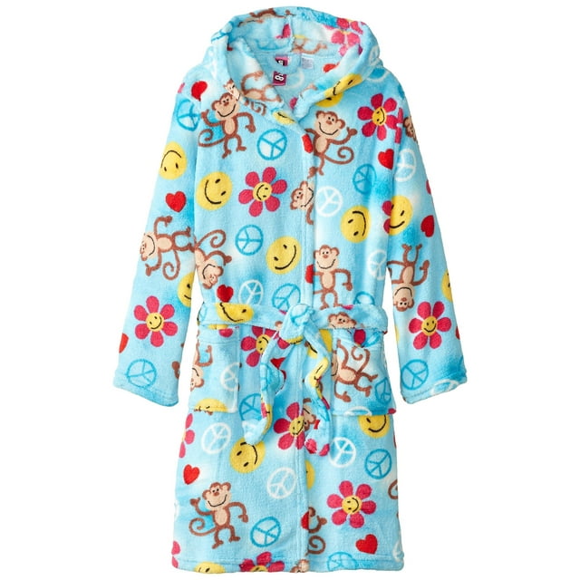 Up Past 8 Girls' Bathrobe Fuzzy Hooded Robe Sleepwear