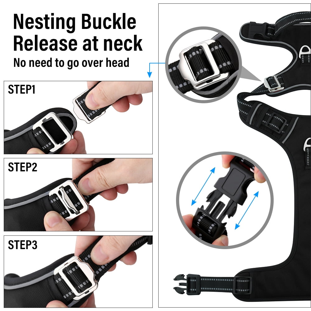Plutus Pet No Pull Dog Harness, Release at Neck, Adjustable Reflective Dog Vest Harness, Soft Padded with Easy Control Handle, for Small Medium Large Dogs