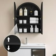 thumbnail image 5 of Wall Bathroom Cabinet with Glass Doors, Wood Medicine Cabinet with Adjustable Shelf, Arched Hanging Cabinet for Bathroom, Livingroom, Kitchen (Black), 5 of 17
