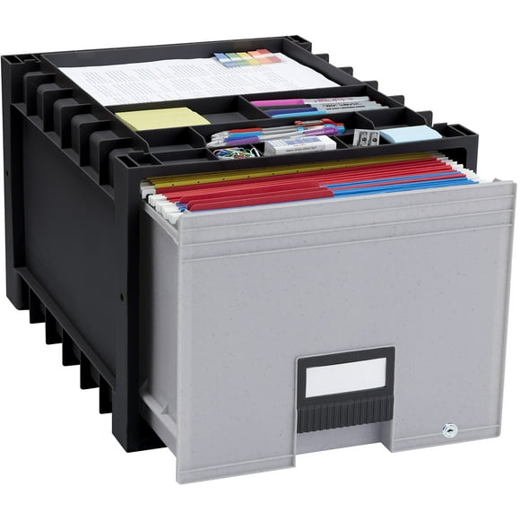 Cajón de almacenamiento para archivos Storex, plástico, tamaño carta, negro