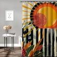 thumbnail image 2 of Chilfamy  Monstera Shower Curtain, Solar Eclipse Moon Stages and Nature Abstract Boho Mid Century Style, Cloth Fabric Bathroom Decor Set with Hooks, Beige Burnt Orange Black White, 2 of 7