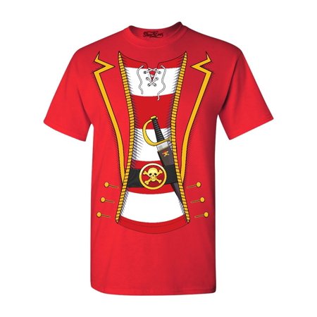 Shop4Ever Men's Pirate Buccaneer Stripe Skull Costume Graphic T-shirt