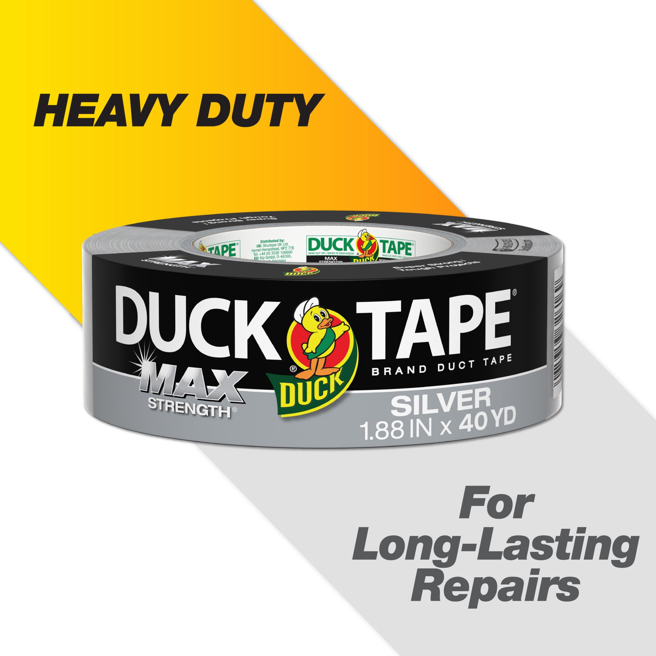 (2 pack) Duck Max Strength Brand Duct Tape, 1.88 in. x 40 yd., Silver