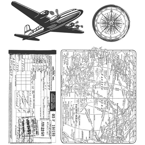 Tim Holtz Cling Stamps 7"X8.5"-Air Travel