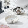 thumbnail image 6 of SIEYIO Modern Ceramic Soap Tray Slanted Drainage Channel Glossy Finish Seashells Shape Bath Countertop Storage For Homes, 6 of 17
