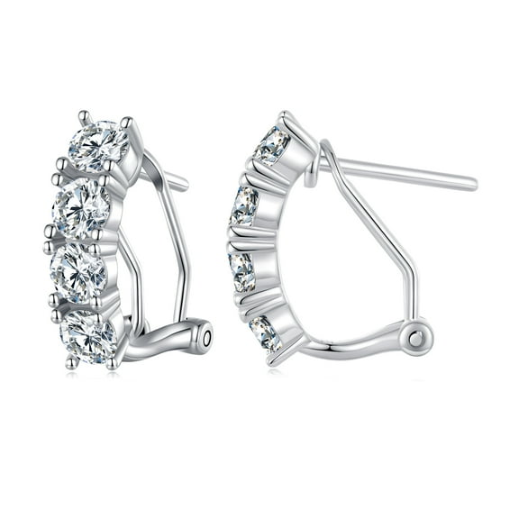 Sparkling Moissanite Ear Climbers  ，Moissanite Stud Earrings 925 Sterling Silver Lab-Created Diamond Alternative Jewelry for Women Men