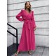 thumbnail image 2 of Vestidos de otoño e invierno para mujer 2022 elegante moda cuello en V vendaje plisado cintura alta vestido largo de fiesta sexy para mujer, 2 of 5