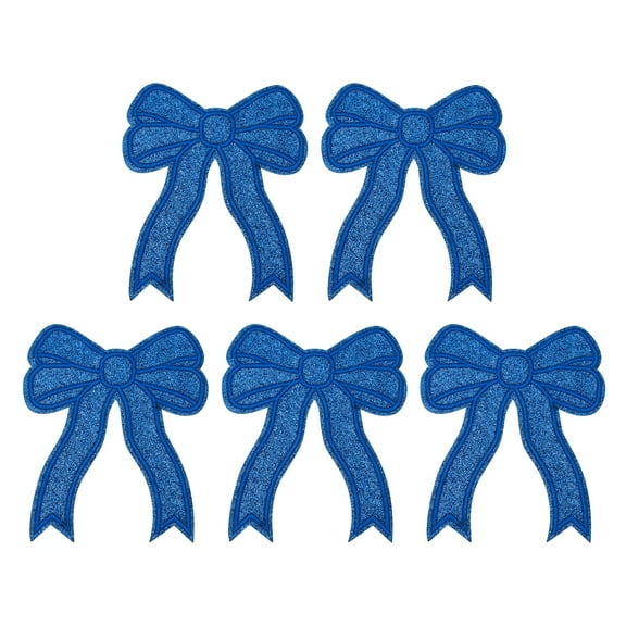 Uxcell Bow Iron on Patches, Sequin Bow Embroidered Patches Cute Fabric DIY Decorative Applique Blue