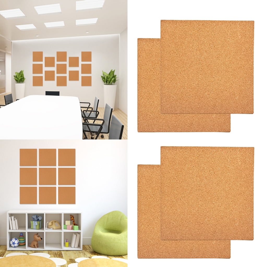 2Pcs 12"x12" Self Adhesive Corkboad Square Cork Board Tiles for Wall Decorations