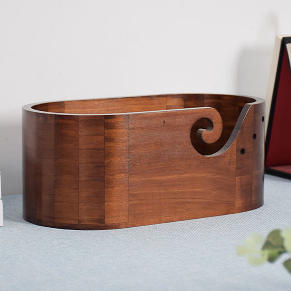 Symkmb Wooden Yarn Bowl,Yarn Bowls for Crocheting,Knitting Yarn Holder,Wood Storage Crochet Bowl for Crocheting & Knitting Wood