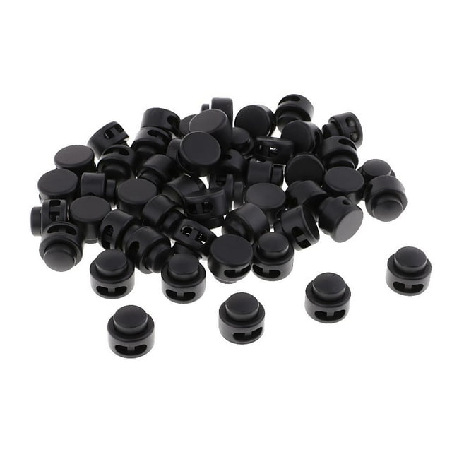 simhoa 50Pcs Plastic Double Hole Button Toggle Spring Stop For Sewing Bags And Clothes