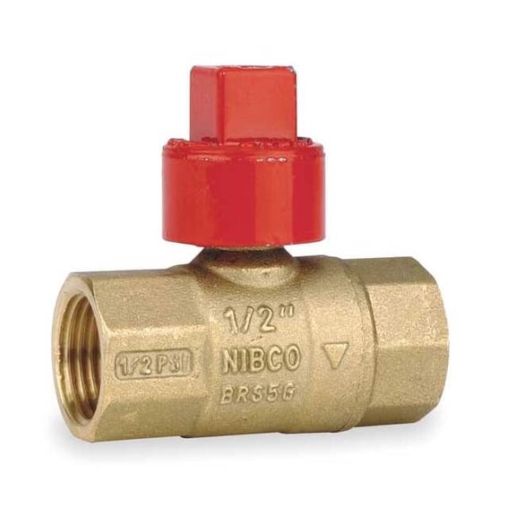 Nibco 1/2" FNPT Brass Gas Ball Valve Inline GB2A