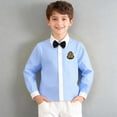 thumbnail image 2 of Babcutegg School Uniform for Boys Long Sleeve Soild Color with Bow Tie and Badge Campus Style with Button Boys School Wear Black Size 5-6, 2 of 8