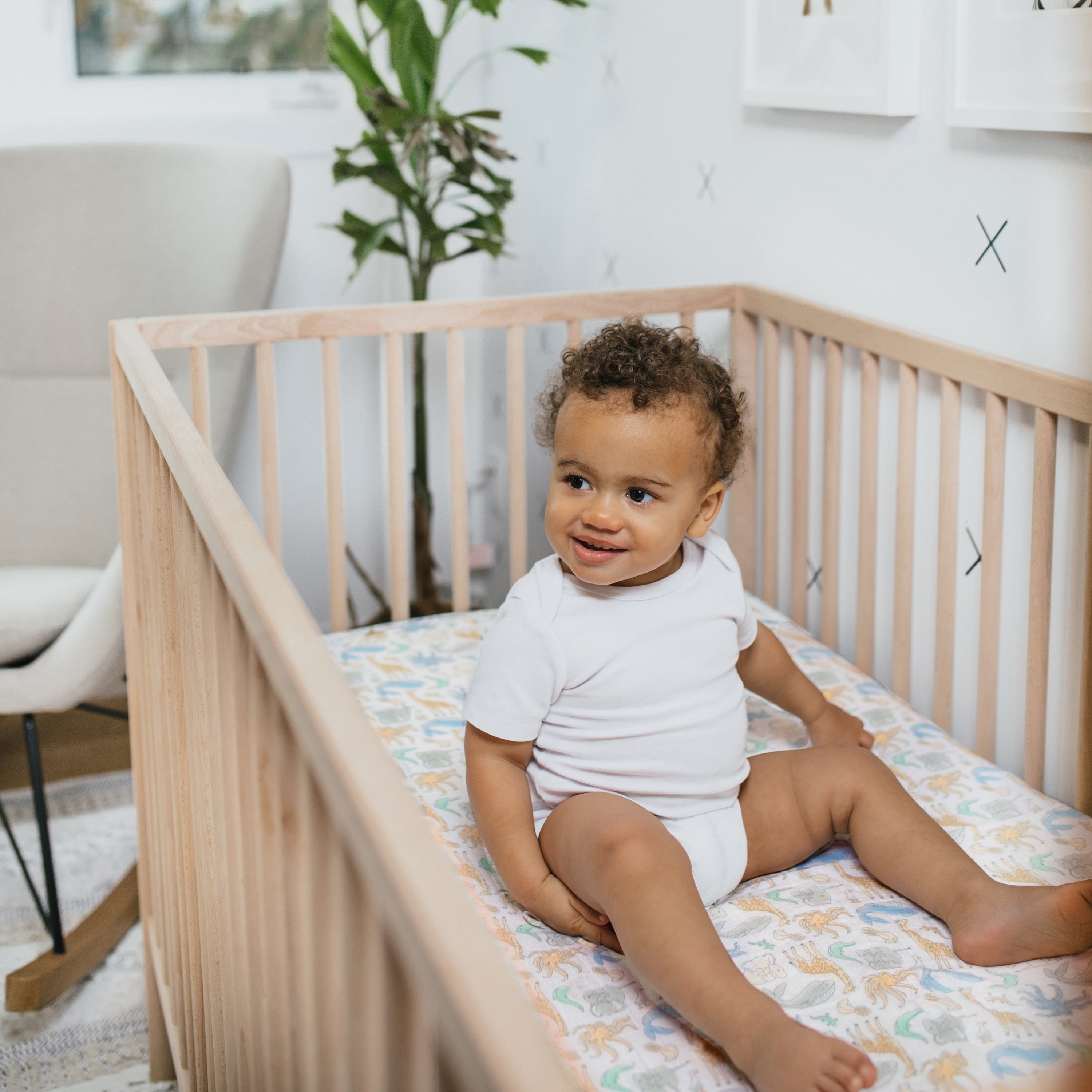 aden + anais essentials, crib sheet, natural history-species