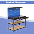 thumbnail image 3 of Costway 48" x 24" Workbench Heavy-Duty WorkTable with 3 PCs Pegboard Drawer & Shelves Navy, 3 of 10